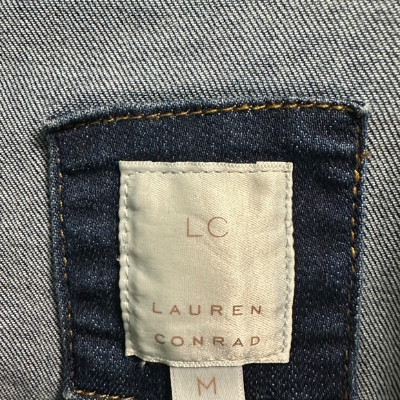 Dark denim jacket with pink flower embroidery - Picture 3 of 4